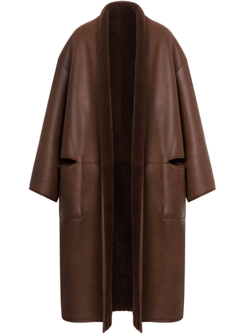 reversible long coat in brown