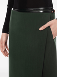 wrap midi skirt in green