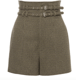 Houndstooth mini shorts in olive green