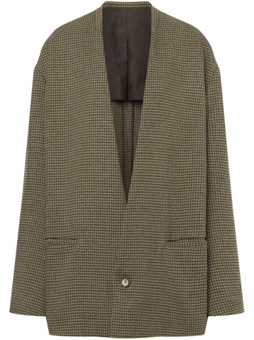 Houndstooth blazer in olive green