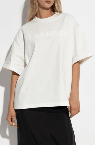 White tone-on-tone printed logo t-shirt