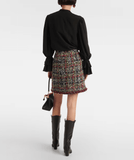 Wool-blend tweed miniskirt