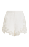 Suni Embroidered Linen Shorts in white