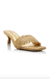 Ada Metallic-Straw Sandals in gold