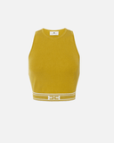 cropped yellow  top w/ logo