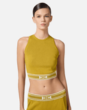 cropped yellow  top w/ logo