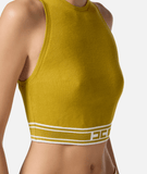 cropped yellow  top w/ logo