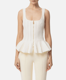 Pleated knit top with peplum