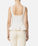 Pleated knit top with peplum