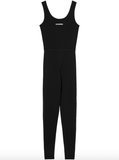 logo-print sleeveless jumpsuit in black