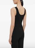 logo-print sleeveless jumpsuit in black