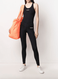 logo-print sleeveless jumpsuit in black