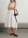 White poplin midi dress