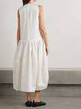 White poplin midi dress