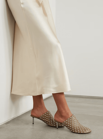 Studded leather mules