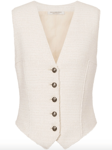 V-neck raw-cut waistcoat