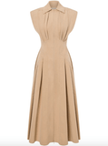 zip-up sand beige dress