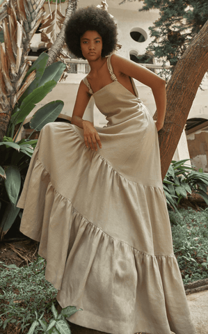 Cartao Postal Linen Maxi Dress