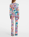 Paisley high-rise flared pants