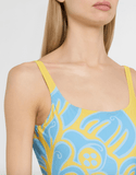 Yellow and blue floraml swimsuit