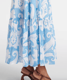 Paisley cotton maxi skirt in light blue