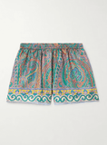 Paisley-print silk-twill shorts