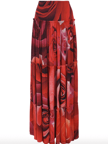 Rose-print maxi skirt