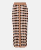 Checked wool and silk maxi skirt