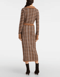 Checked wool and silk maxi skirt