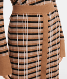 Checked wool and silk maxi skirt