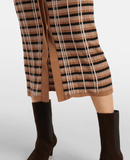 Checked wool and silk maxi skirt