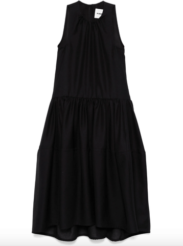 Black poplin midi dress