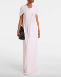 Draped long dress in pale pink