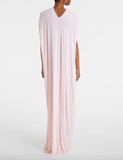 Draped long dress in pale pink