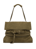 Tie Me shoulder bag in suede green
