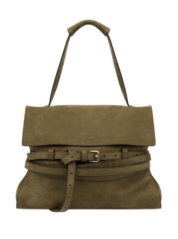 Tie Me shoulder bag in suede green