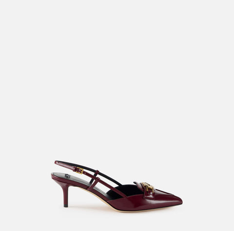 Leather slingback in burgundy