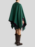 Reversible wool cape with degradé paisley motif
