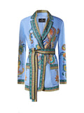 Paisley silk twill wrap blazer