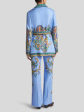 Floral silk crêpe de chine wide-leg pants