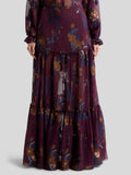 Silk maxi skirt with flowers print