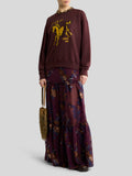 Silk maxi skirt with flowers print