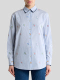 Striped cotton shirt with flowers