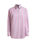 Pink and blue striped cotton shirt