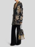 Jacquard-knit wool cardigan