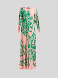 Printed pink and green maxi dress