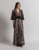 Lace evening dress with sequins