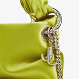 Bonny satin tote bag in lime green