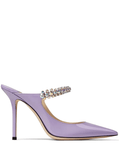 Bing 100mm crystal-embellished mules in lilac