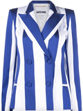 stripe-print blue blazer